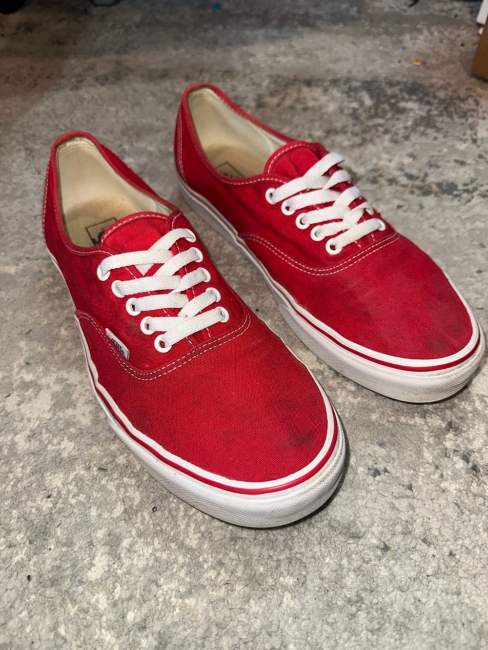 Vans Red Low-Top Canvas Sneakers with White Accents